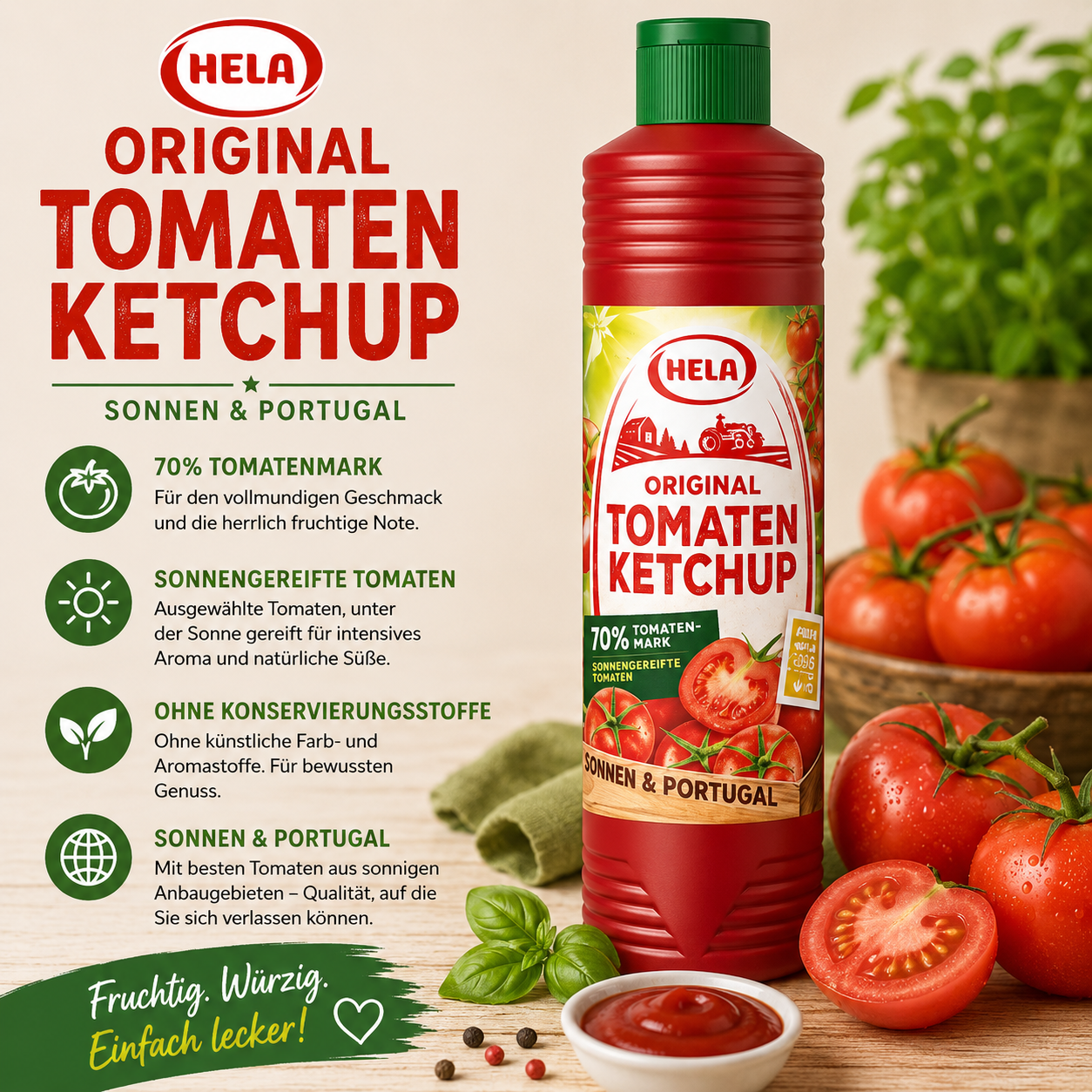 Hela Original Tomaten Ketchup - 800 ml Flasche