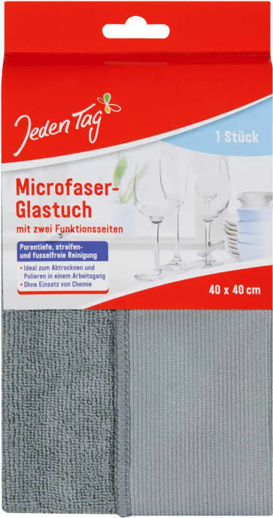 Jeden Tag Microfaser Glastuch 40x40cm (1 St)