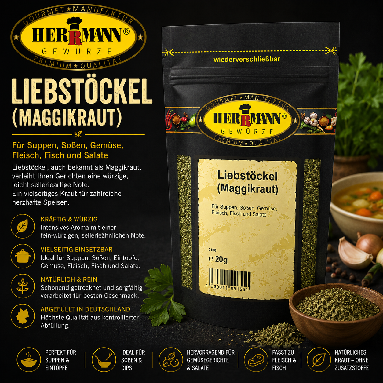 Herrmann Gewürze Liebstöckel (Maggikraut) 20g