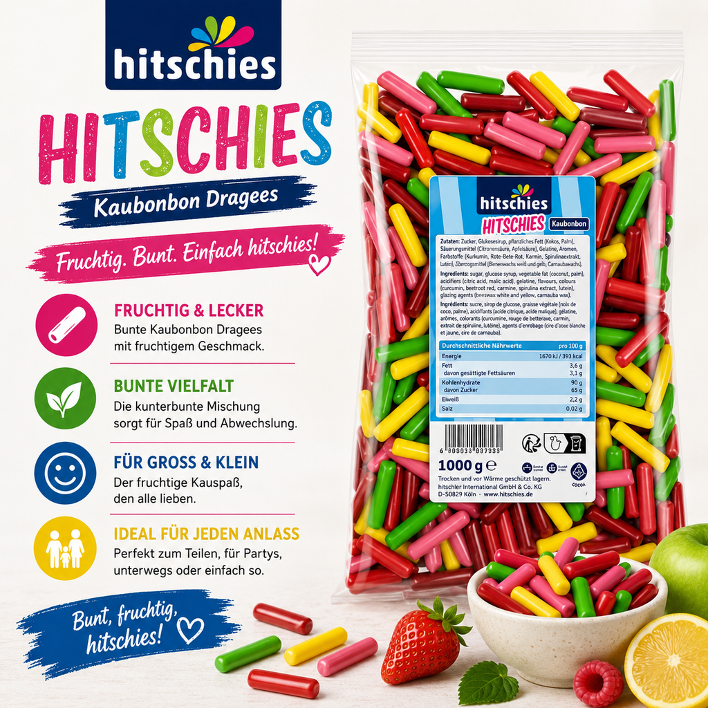 Hitschler Hitschies Kaubonbon Original Mix – 1 kg Beutel