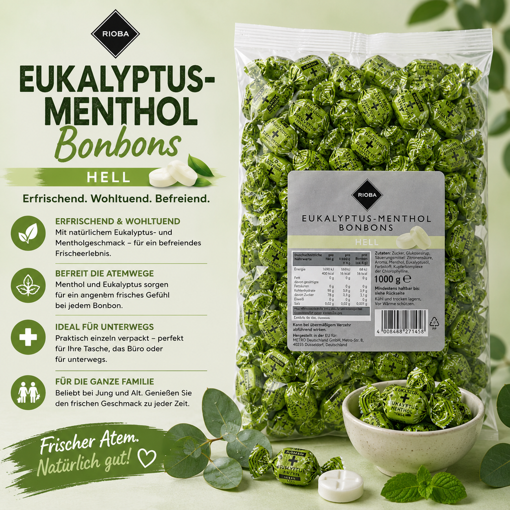 RIOBA Eukalyptus Menthol Bonbons 1 kg Beutel