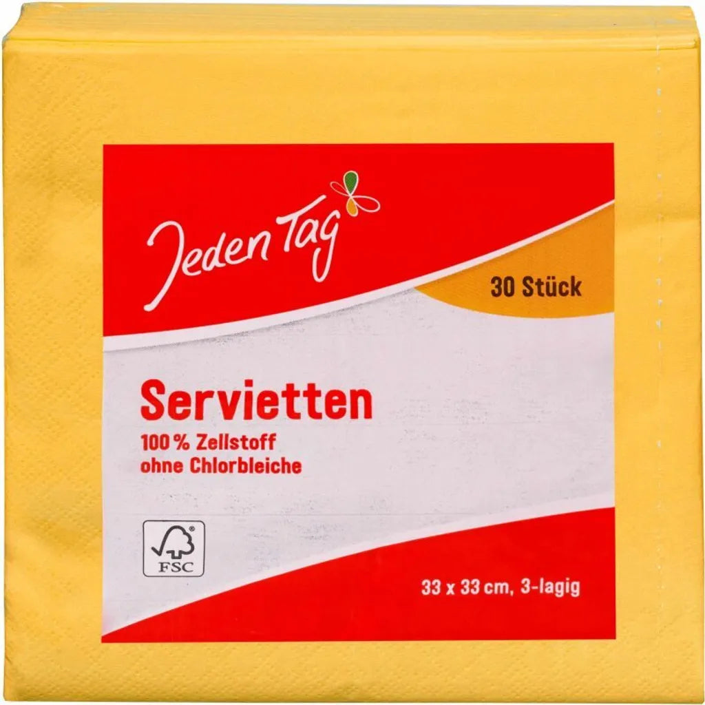 Jeden Tag Servietten 33x33cm in Gelb 3lg (30 St)