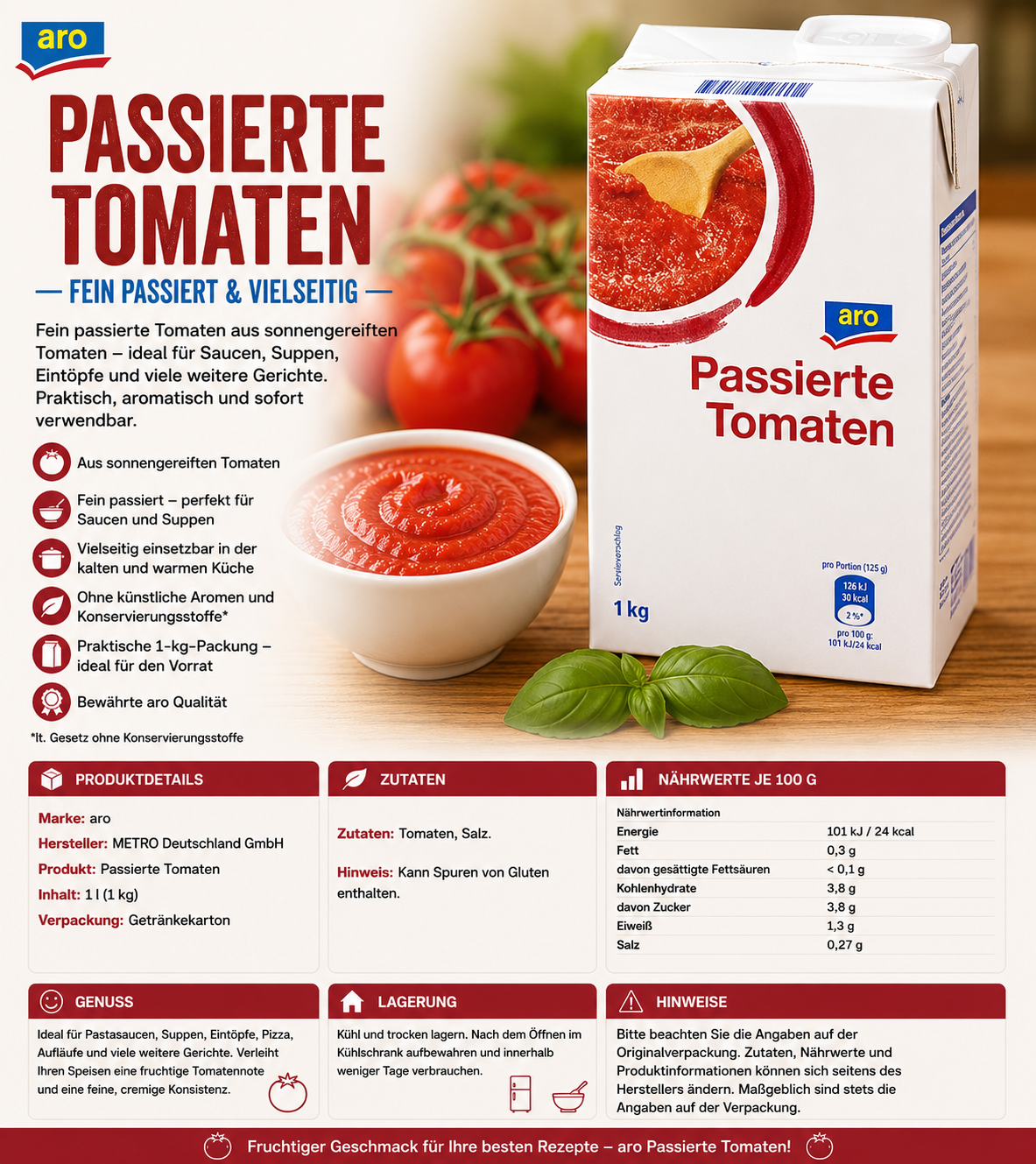 aro Passierte Tomaten - 1 l Packung