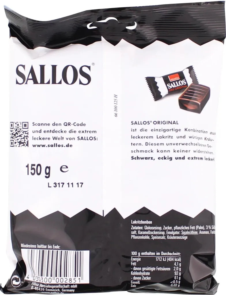 Villosa Sallos Das Original Hartkaramellen mit Lakritzgeschmack 150g