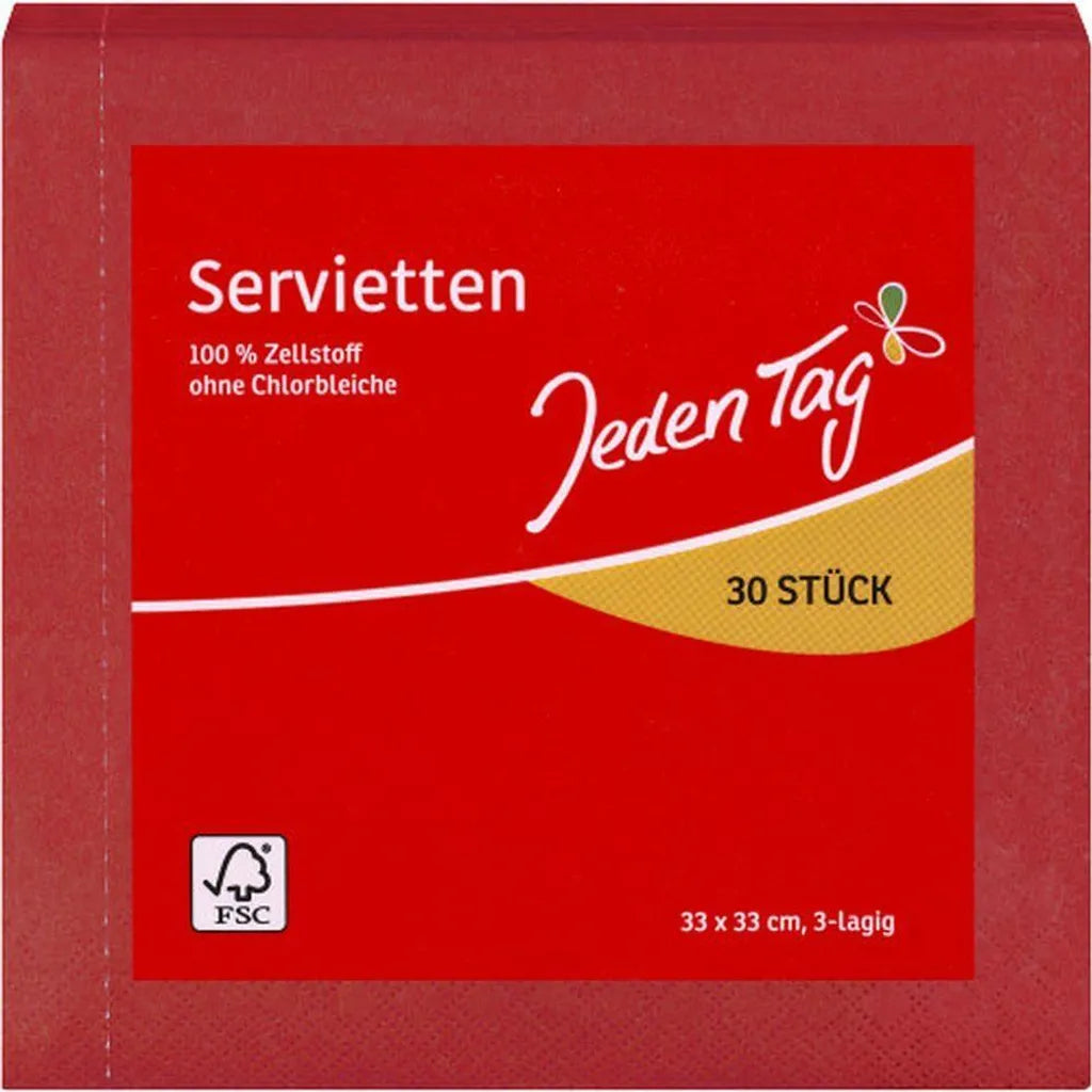 Jeden Tag Servietten 33x33cm vers. Farben 3lg (30 St)