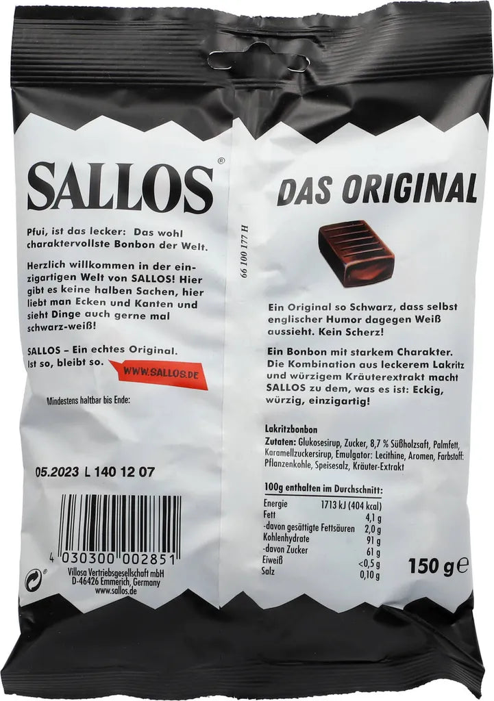Villosa Sallos Das Original Hartkaramellen mit Lakritzgeschmack 150g