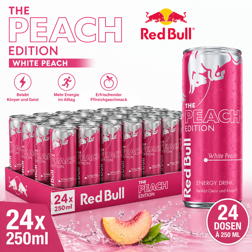 Red Bull Energy Drink Peach Edition White Peach Einweg - 24 x 250 ml Dose