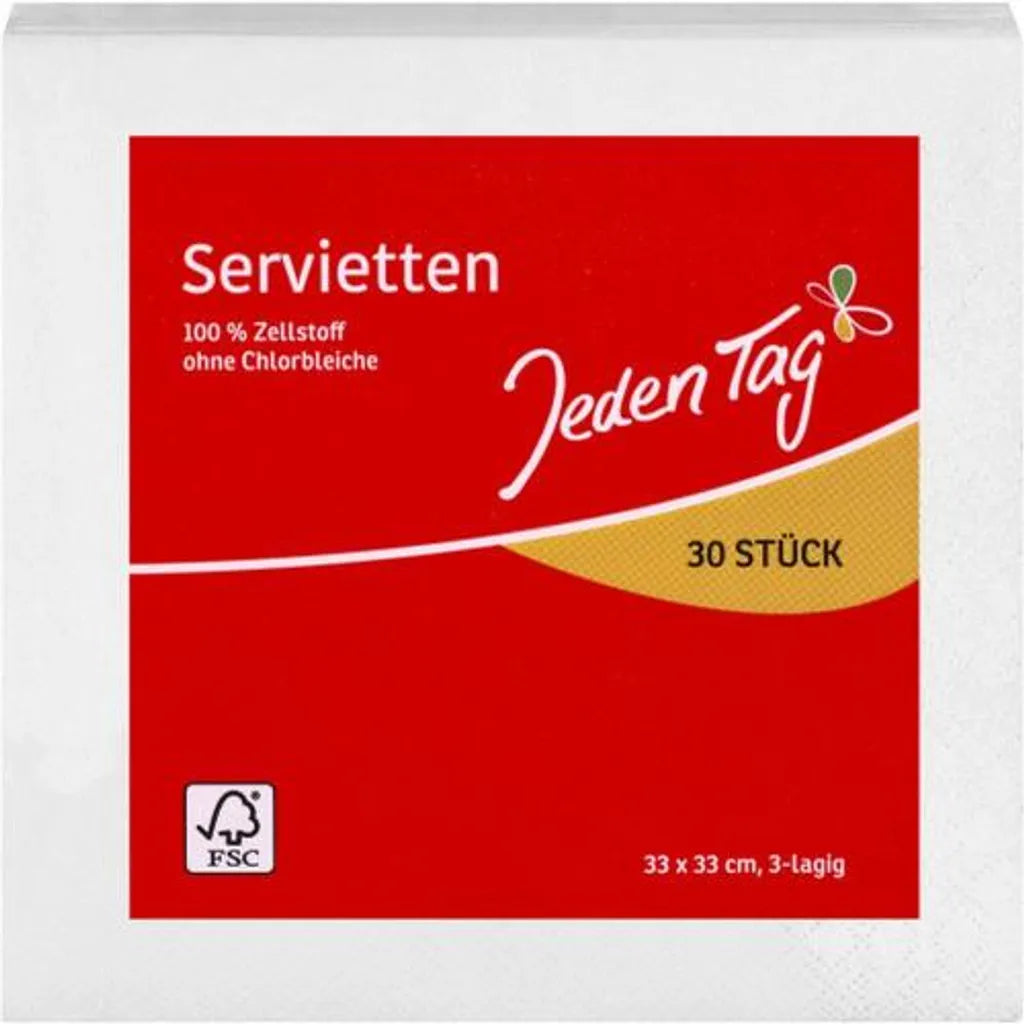 Jeden Tag Servietten 33x33cm vers. Farben 3lg (30 St)