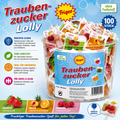 Frigeo Traubenzucker Lolly mit Erdbeer-,Tropic- & Kirschgeschmack, 100 Stück à 7,5 g - 750g Packung