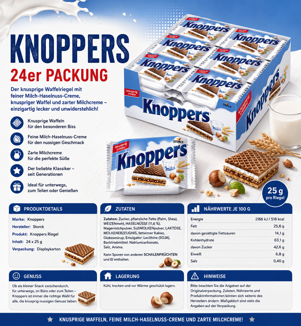 Knoppers – 24er Pack 600g