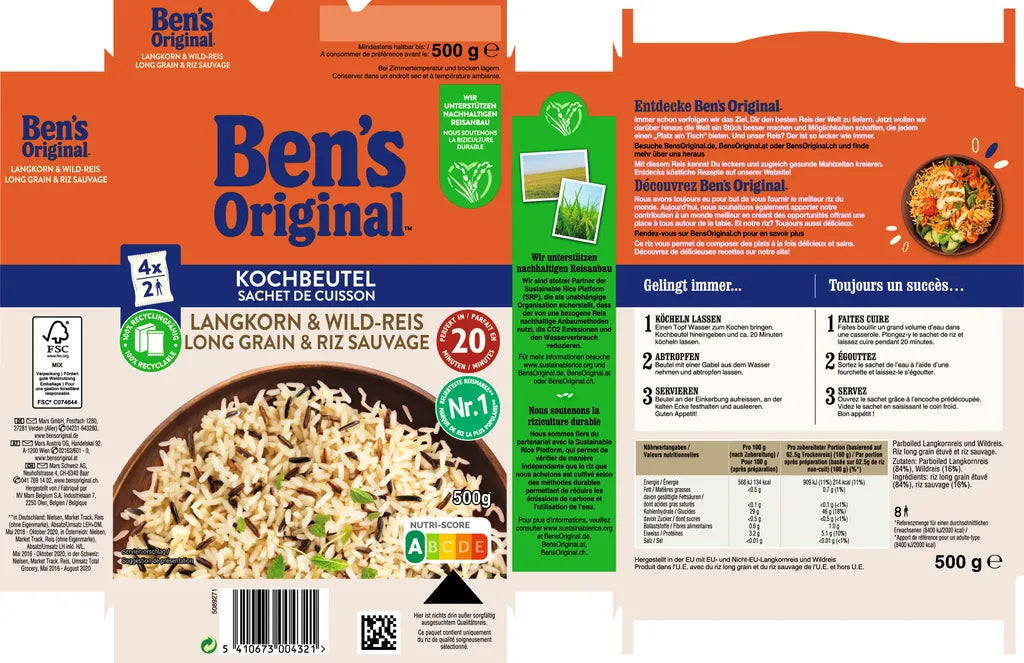 BEN'S ORIGINAL Langkorn-Reis + Wild-Reis im Kochbeutel 500g