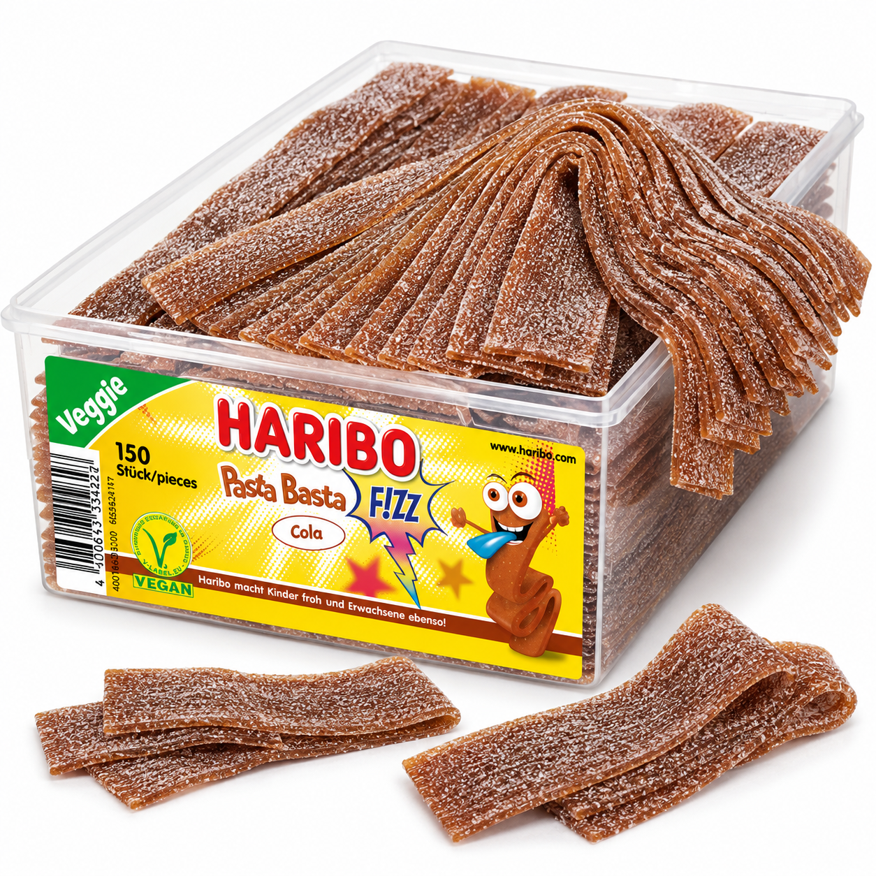Haribo Pasta Basta Cola Sour 150 Stück - 1,125 kg Dose