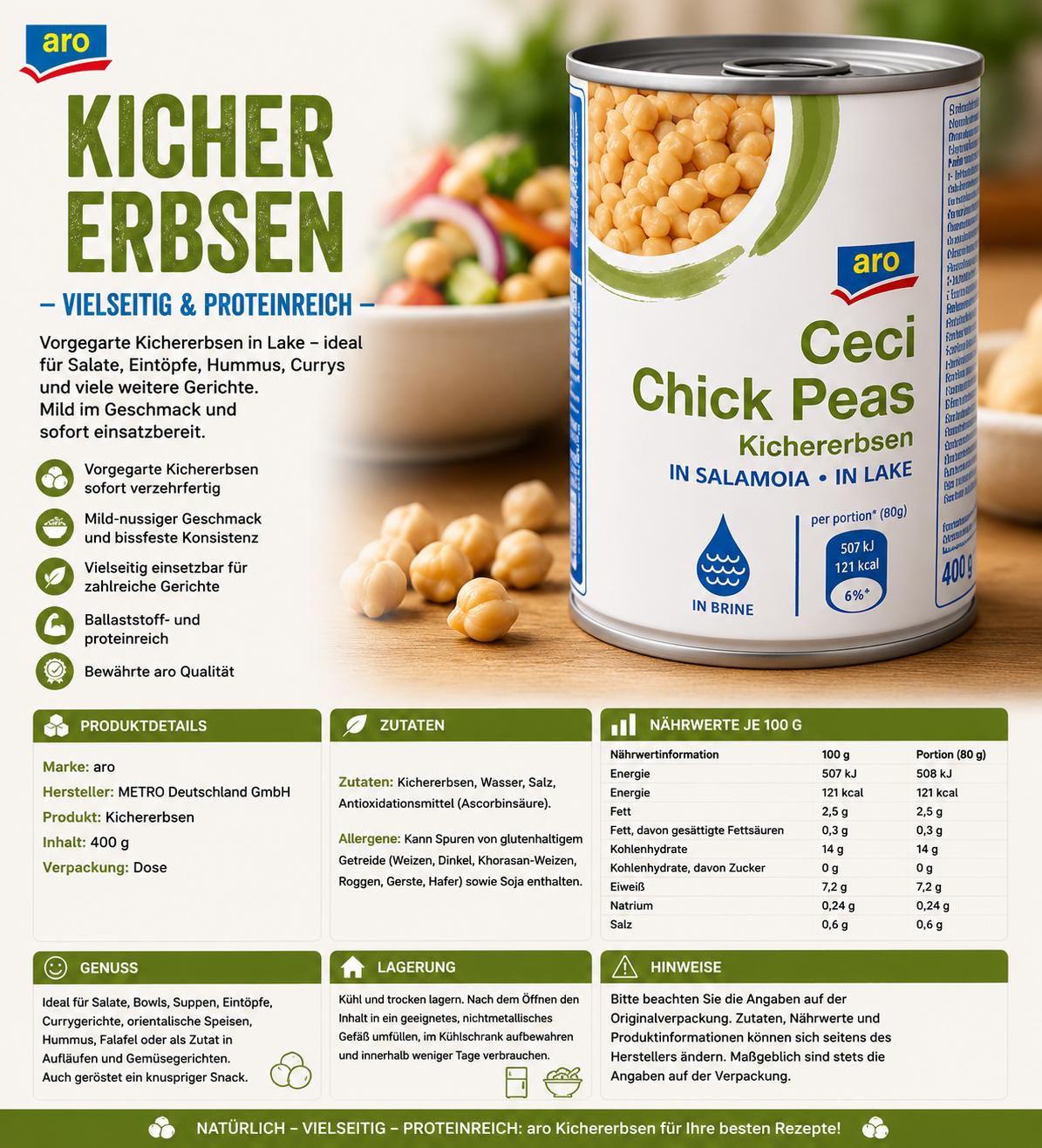 aro Kichererbsen – 400 g Dose