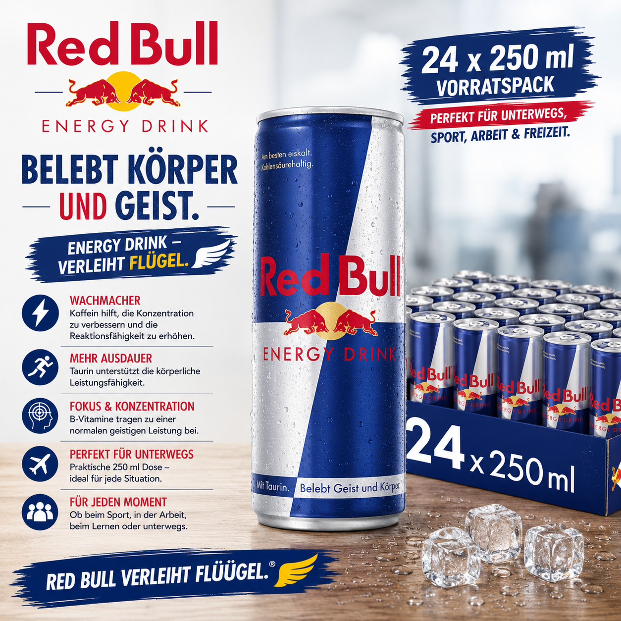 Red Bull Energy Drink - 24 x 250 ml Dosen inkl. Einwegpfand
