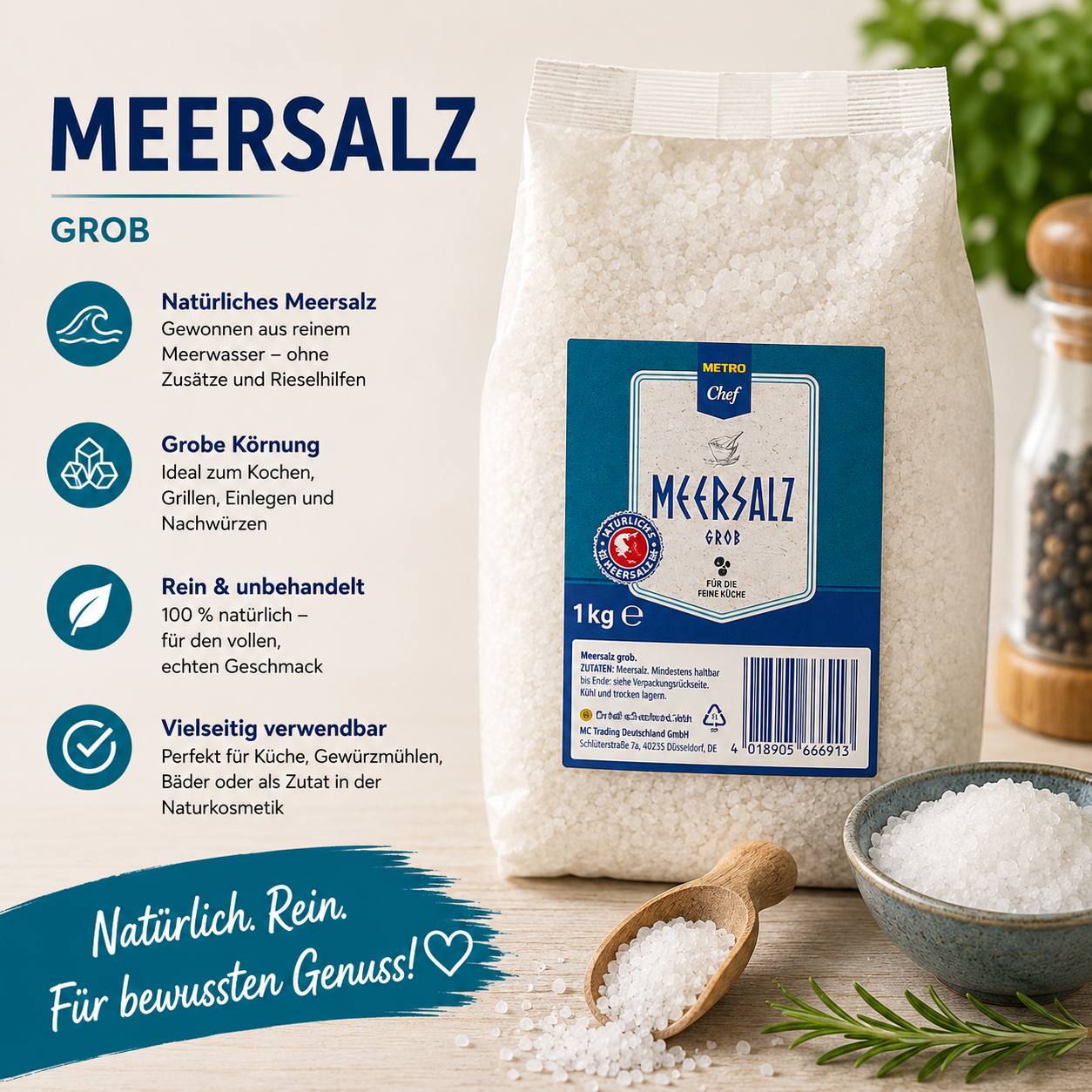METRO Chef Meersalz grob - 1 kg Beutel