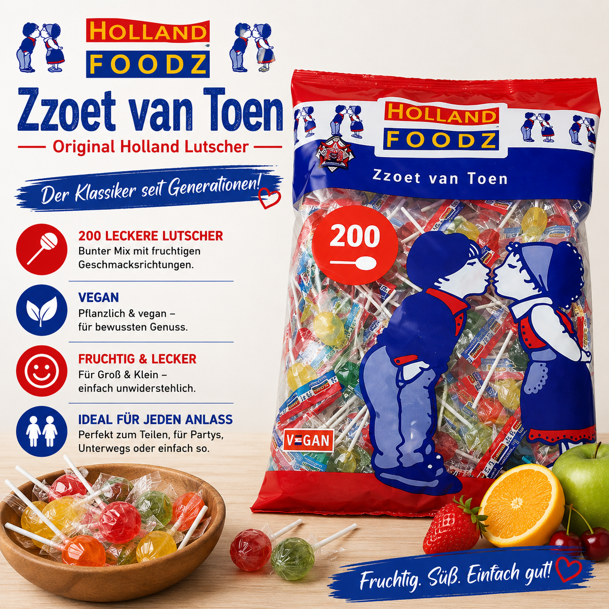 Sweetz I Love Likz Lolli Frucht 220 Stück - 1 kg Beutel