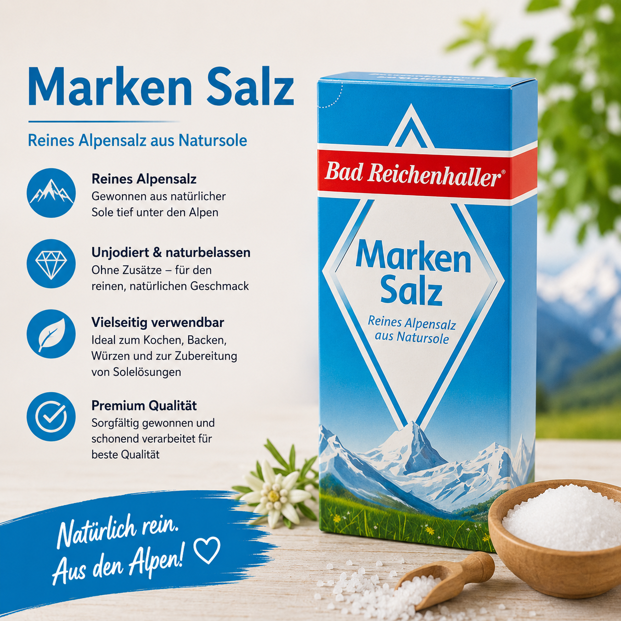 Bad Reichenhaller Markensalz feinkörnig 500 g Packung