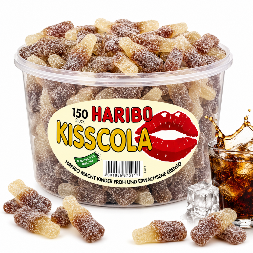 Haribo Kiss-Cola – 150 Stück – 1,35 kg Dose