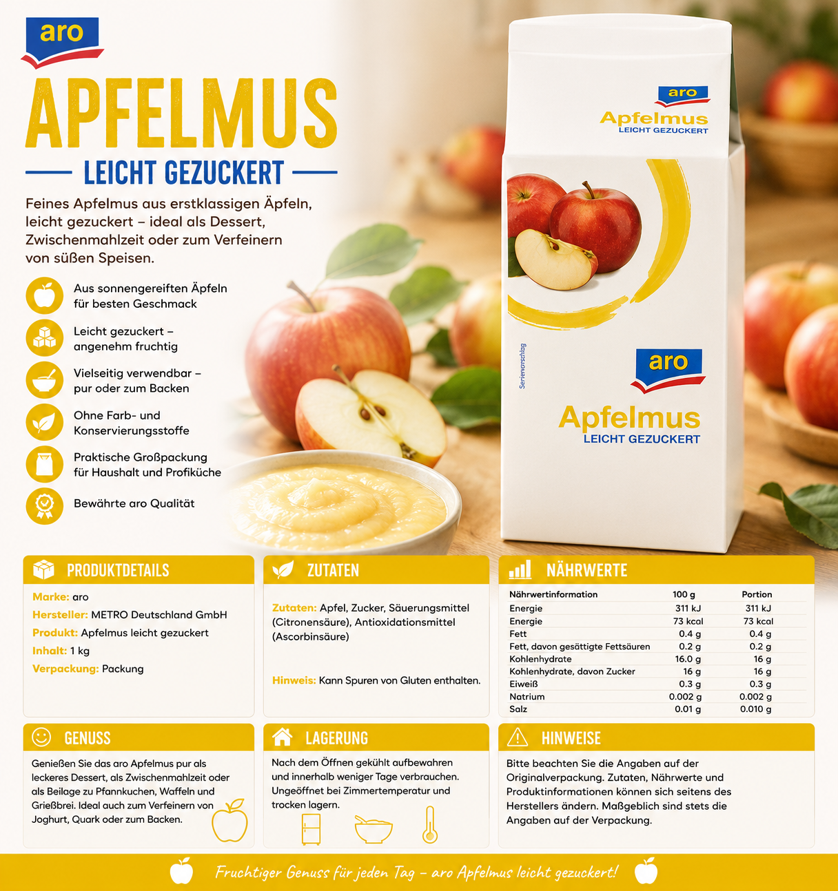 aro Apfelmus nach Hausfrauenart - 710 g Packung