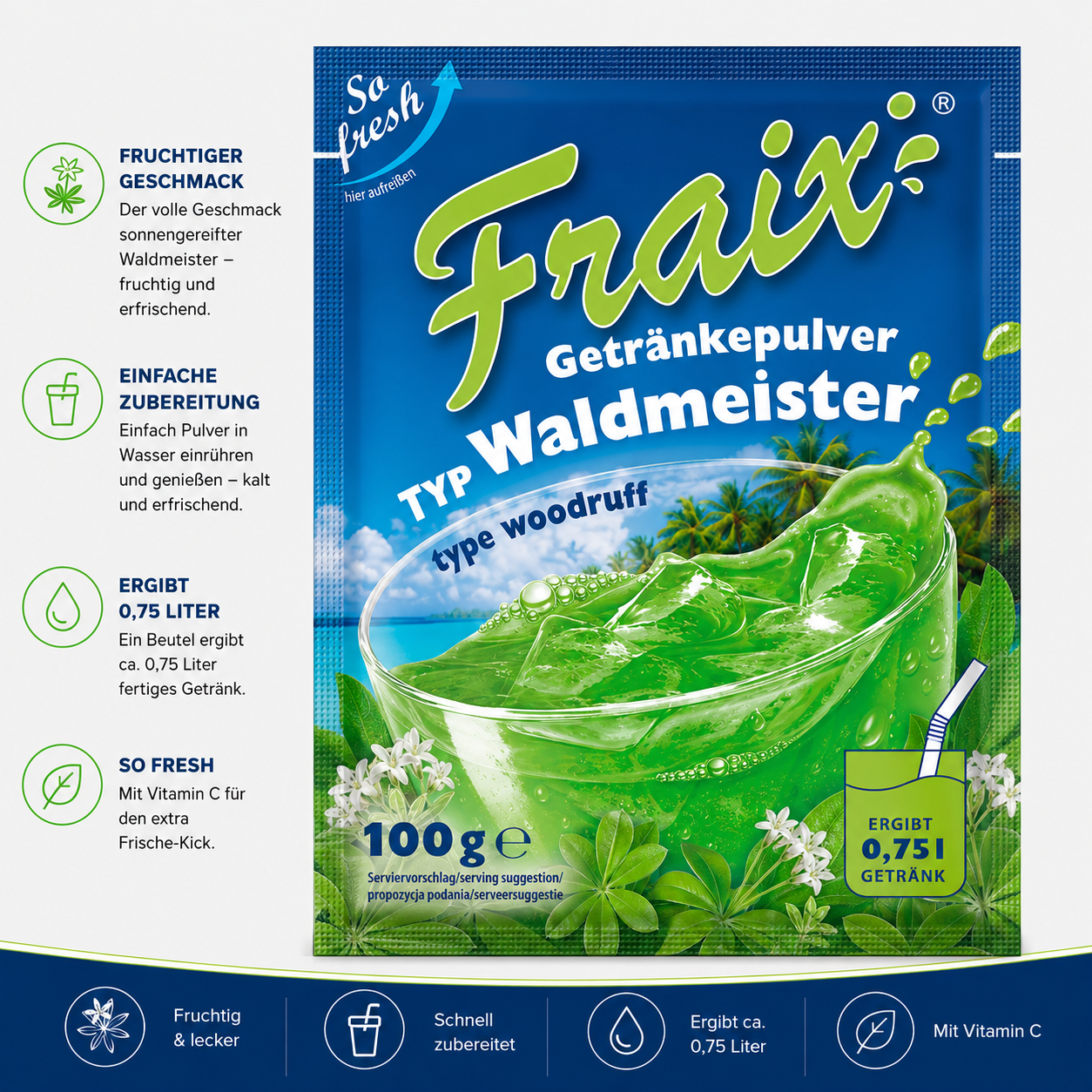 Fraix Waldmeister Instant-Getränkepulver 100g