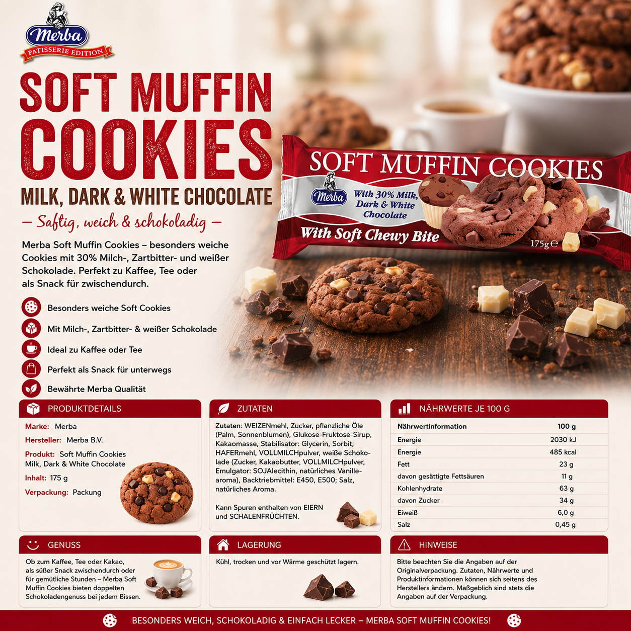 Merba Soft Muffin Cookies – 175 g Packung