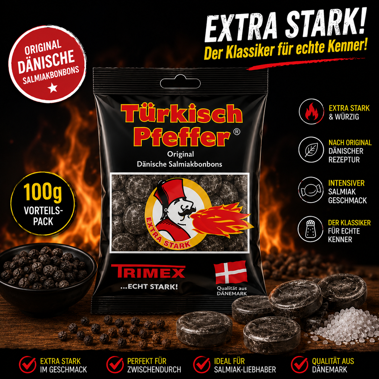 Trimex Orginal Türkisch Pfeffer Salmiakbonbons 100g